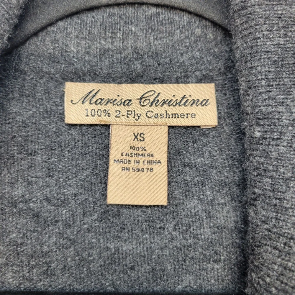 Marisa Christina Cardigan Womens XS Gray Cashmere Shawl‎ Collar Bell Sleeve Open